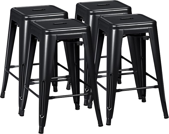 Furmax 24 Inch Metal Bar Stools Set of 4, Counter Height Bar Stools Height High by Furmax