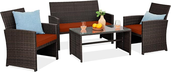 Best Choice Products 4-Piece Outdoor Wicker Patio Conversation Furniture Set by BestChoiceProducts
