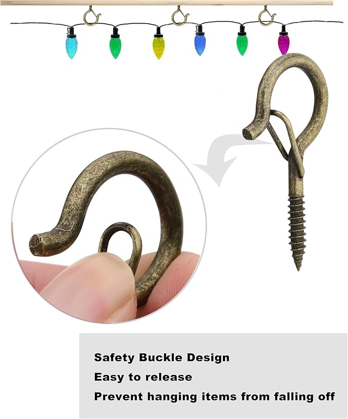 PlusRoc 20Pack Ceiling Hooks for Hanging Plants Outdoor String Lights Heavy Duty - Image 2