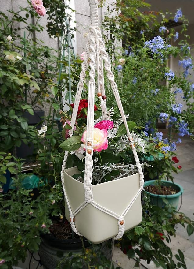 Belit Macrame Plant Hangers Indoor Outdoor 2 Pack Hanging Planters Basket - Image 3