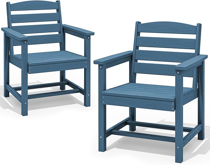 SERWALL Patio Dining Chair Set of 2, All Weather HDPE Outdoor Dining Chair by SERWALL