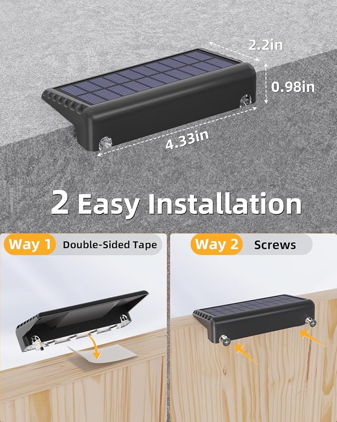 VOLISUN Solar Deck Lights 8 Pack, Warm White Glow LED Large Size Lamp, IP65 - Image 5