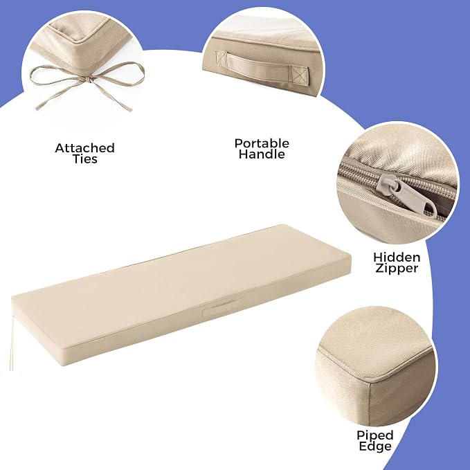 Outdoor Bench Cushions for Outdoor Furniture, Waterproof Bench Pillow, Fade - Image 4