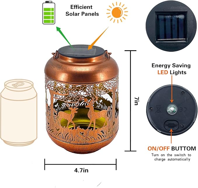 2 Pack Deer Solar Lanterns Outdoor Waterproof Hanging Solar Lights Deer Gifts - Image 4