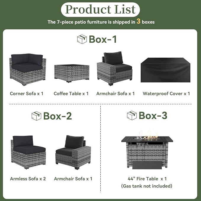 Aoxun 7 Piece Patio Furniture Set - Image 8
