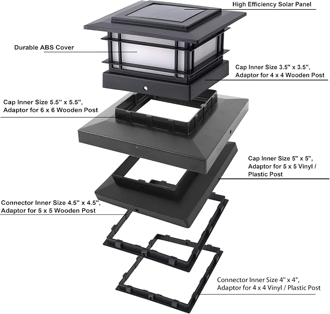 Dynaming 6 Pack Solar Post Cap Lights Outdoor - Image 7