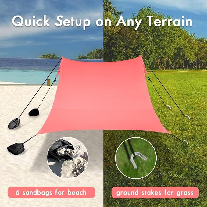 Beach Canopy Windproof Design, Sun Shelter UPF50+ Portable Family Tent - Image 5