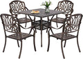 Grepatio 5 Piece Cast Aluminum Patio Dining Set Outdoor Furniture Set 4 by Takesyoutohaveawonderfullife