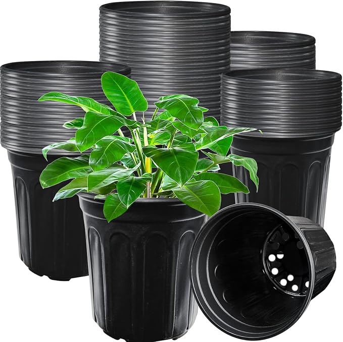 60 Pack 1 Gallon Nursery Plant Pots, Thickened Flexible Plastic Seedling Pot by Jgalnim