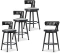 PURPLE LEAF Outdoor Swivel Counter Height Stools Set of 4 Metal Modern Rattan by PURPLELEAF