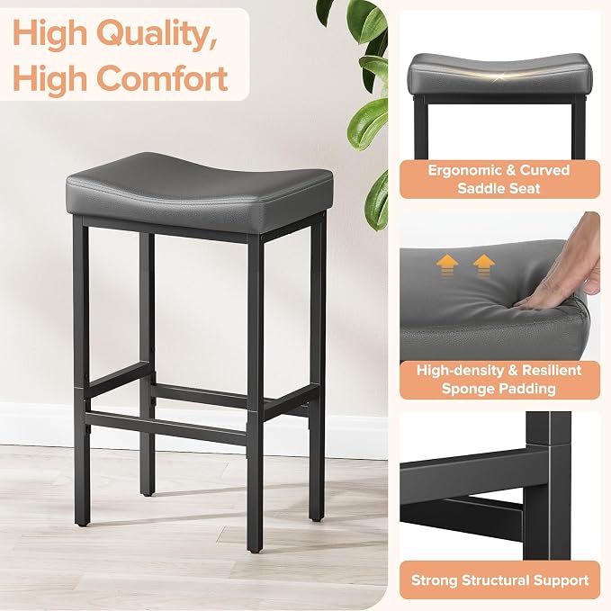 24 Inch Counter Height Bar Stools Set of 3, Compact Counter Stools - Image 3