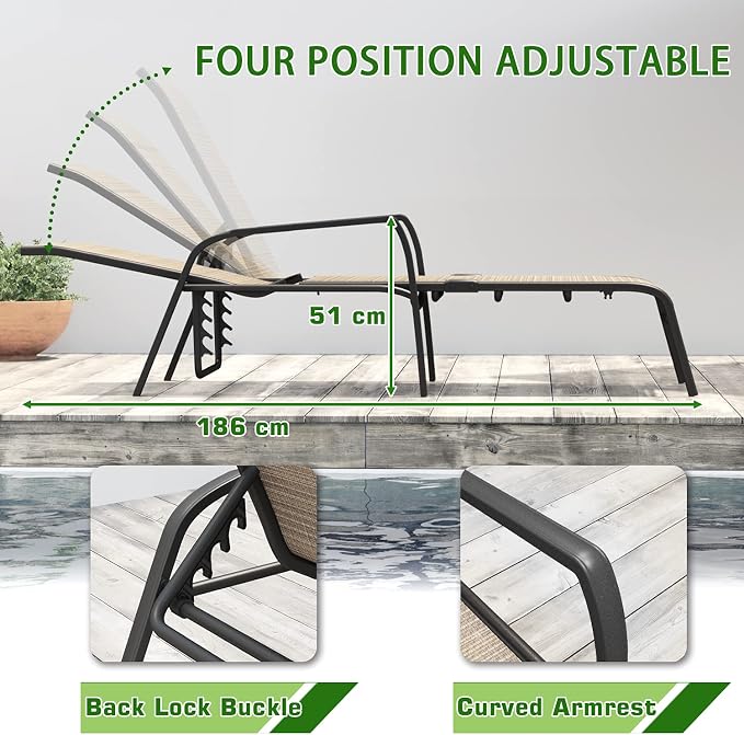 Devoko Patio Chaise Lounges Sets Outdoor Lounge Chairs - Image 4