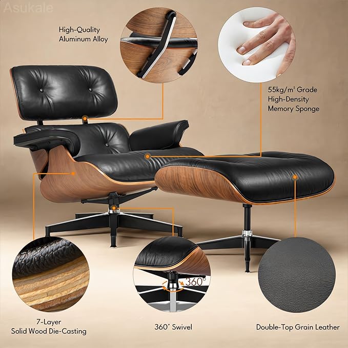 Top Grain Leather, Mid Century Chaise Lounge Chair Indoor, Chair - Image 6