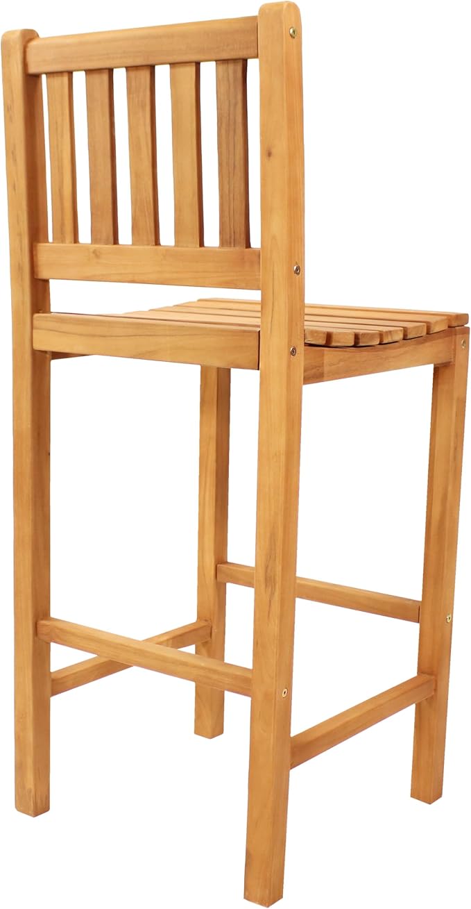 Sunnydaze Solid Teak Wood Outdoor Bar Chair - Image 5