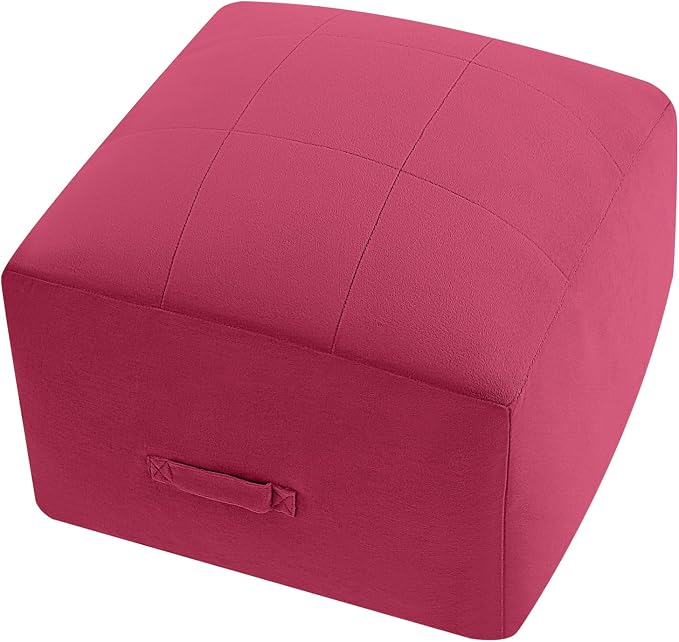 MeMoreCool Square Stuffed Pouf Ottoman Foot Rest, Floor Pouf Foot Stool by MeMoreCool