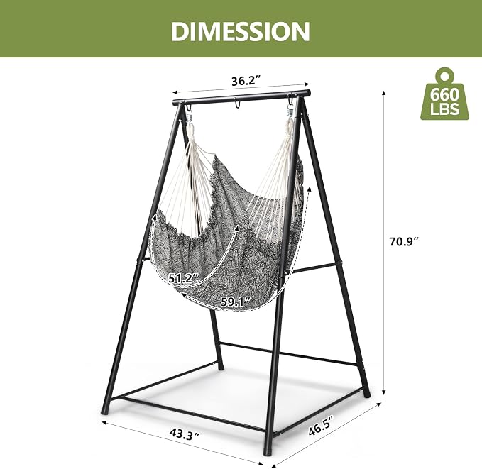 ONCLOUD 660LBS Heavy Duty Hammock Chair Stand, Universal Hanging Chair Stand - Image 7