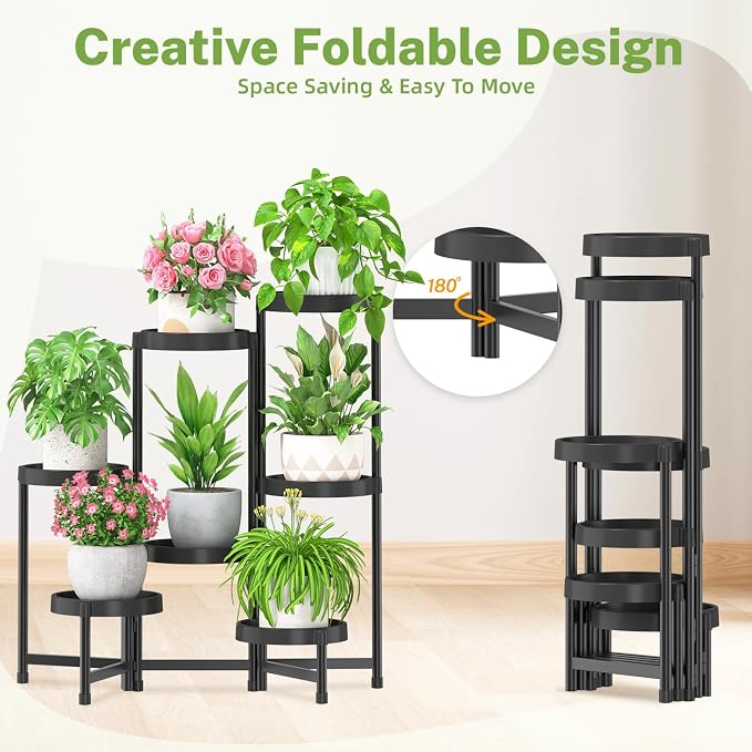 iDavosic.ly 7 Tier Folding Plant Stand Indoor Outdoor - Image 3
