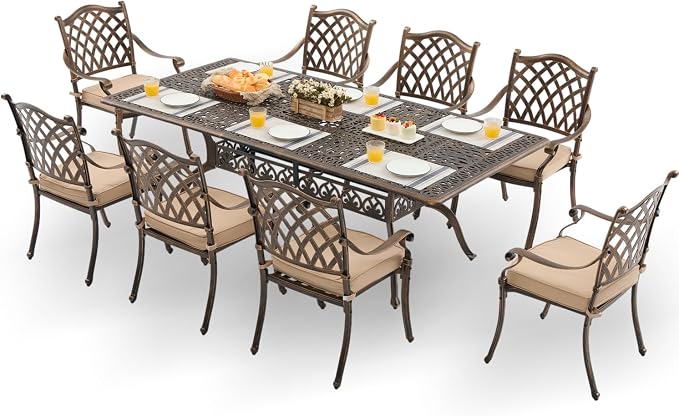 9-Piece Cast Aluminum Patio Furniture, Outdoor Dining Sets by Unknown