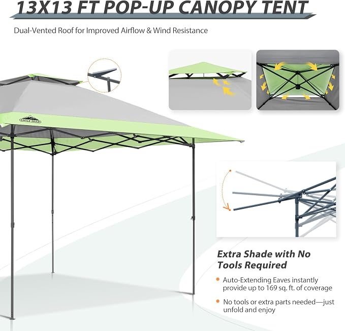 EAGLE PEAK 13x13 Straight Leg Pop Up Canopy Tent Instant Outdoor Canopy Easy - Image 7