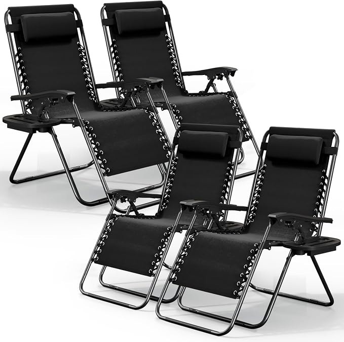 Nestl Zero Gravity Chairs Set of 4, Patio Lounge Chair Outdoor by Nestl