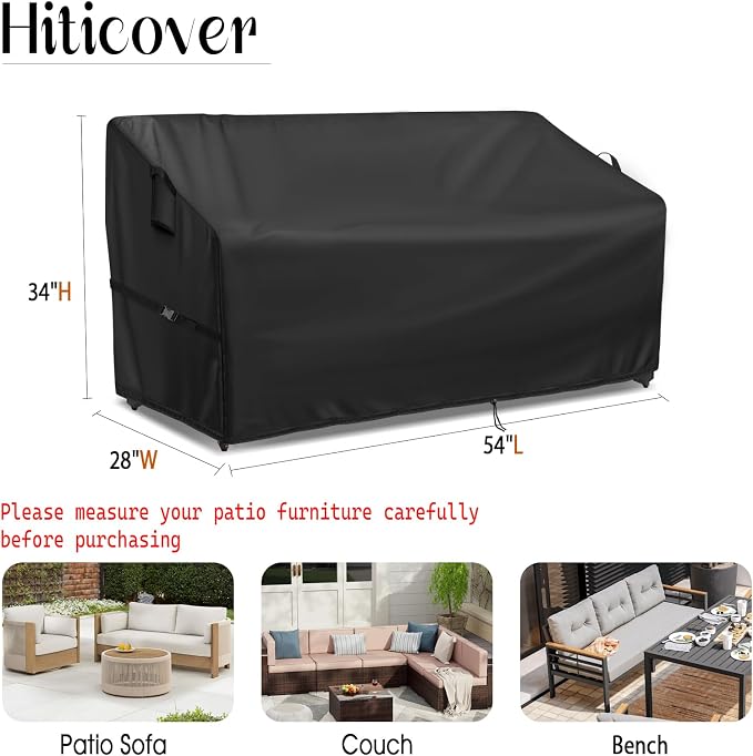 Outdoor Sofa Cover, 54 Inch Waterproof Paito Couch Loveseat Cover, Furniture - Image 3