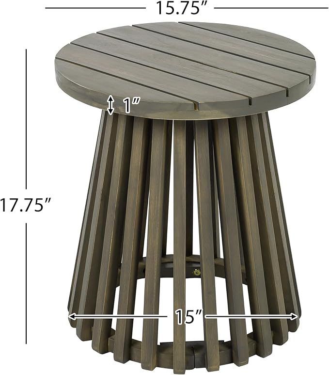 Christopher Knight Home Taki Acacia Wood Patio Coffee Table, Round Table - Image 2