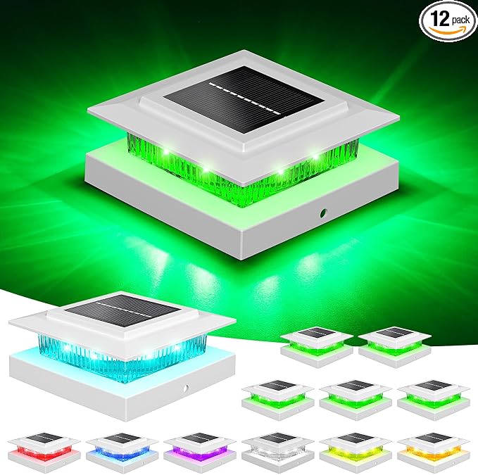 NIORSUN Solar Post Cap Lights Outdoor Waterproof, 4x4 Post Solar Lights RGB by NIORSUN