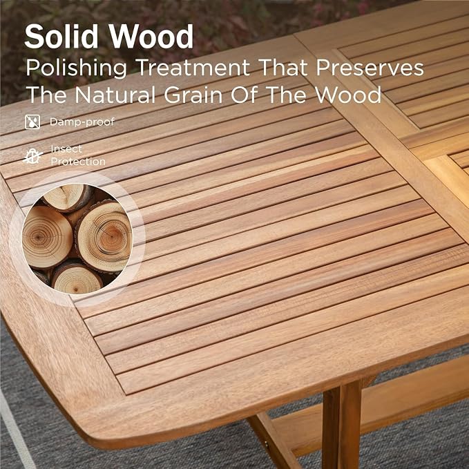 PHI VILLA Outdoor Acacia Wood Dining Table - Image 5