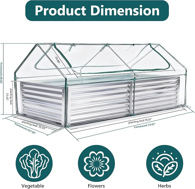 DUMOS Raised Garden Bed with Cover, Large Metal Garden Bed Mini Greenhouse - Image 7