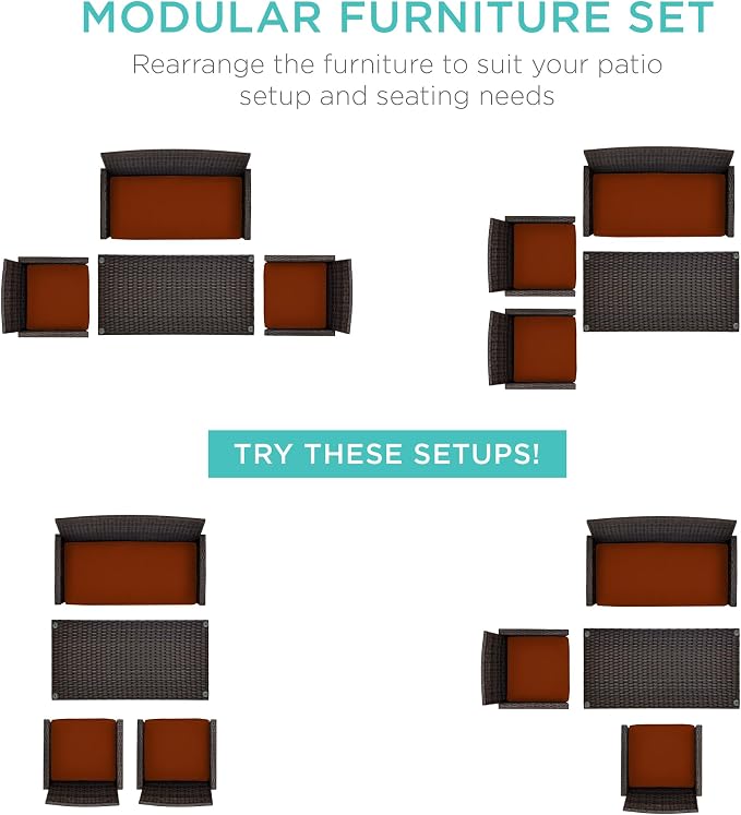 Best Choice Products 4-Piece Outdoor Wicker Patio Conversation Furniture Set - Image 2