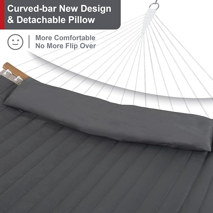 55in Hammock with Stand, Heavy Duty Hammock with Stand Included, Two Person - Image 4