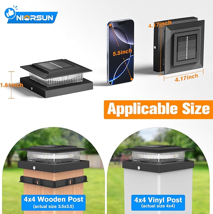 NIORSUN Solar Post Cap Lights Outdoor Waterproof, 4x4 Post Solar Lights RGB - Image 3