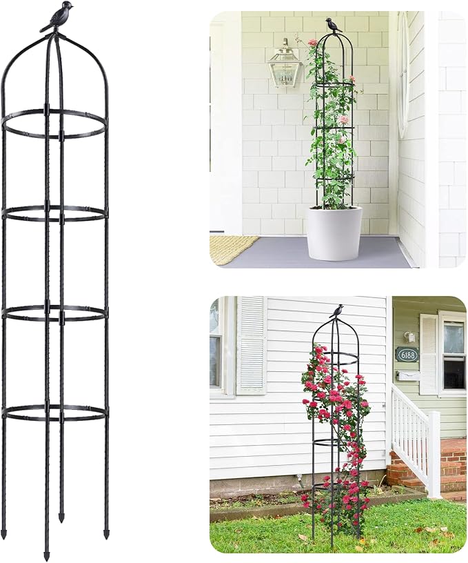 Idzo Plastic Obelisk Trellis for Climbing Plants Outdoor 5.8 Feet Tall by Idzo