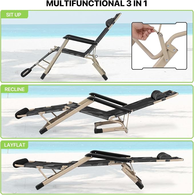 Magshion Folding Patio Chairs Set of 2, Outdoor Lounge Chair - Image 5