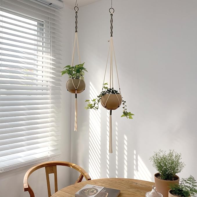 Macrame Plant Hanger Polyester Rope 42 Inch Outdoor Indoor Adjustable Hanging - Image 2