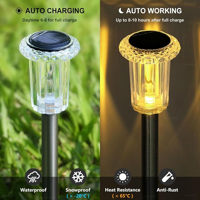 Solar Lights Outdoor 15 Pack Solar Pathway Lights LED Waterproof Stainless - Image 3