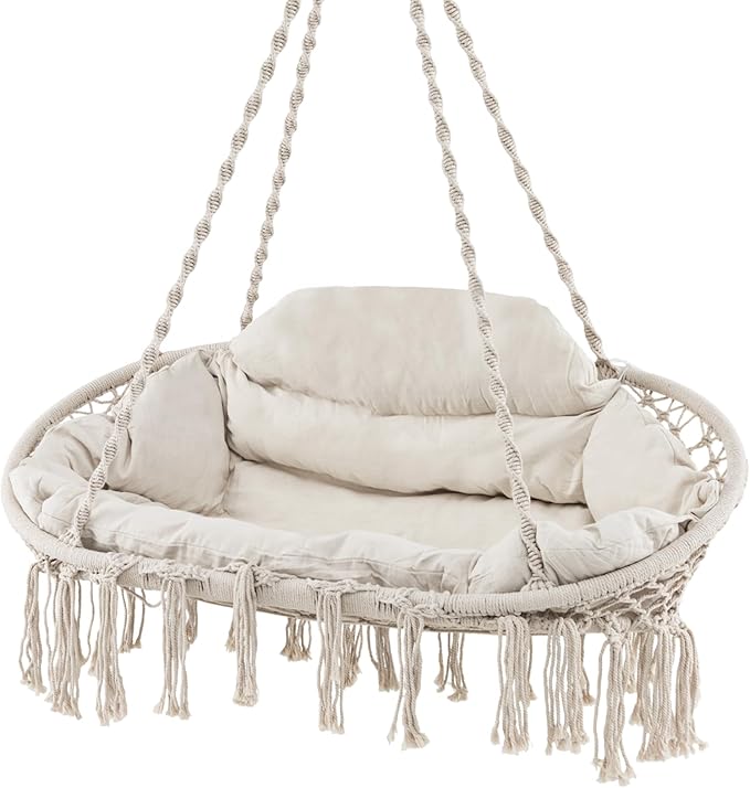 Tangkula 2-Person Hanging Hammock Chair, Boho Style Macrame Hammock Swing by TANGKULA
