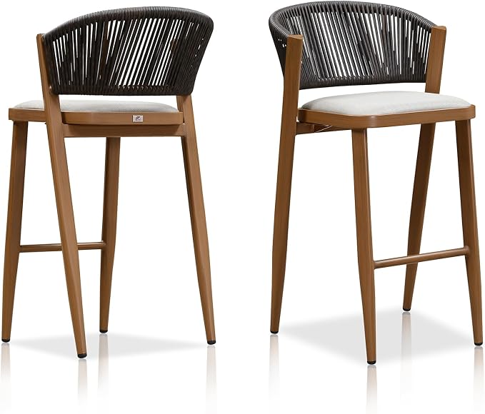 PURPLE LEAF Two Pack Bar Stools Patio Bar Stools by PURPLELEAF