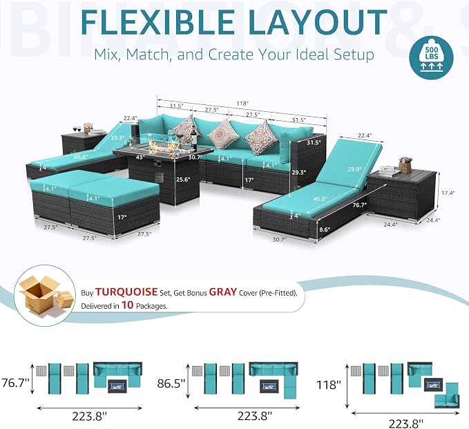 NICESOUL 11 Piece Sectional Outdoor Set - Image 6