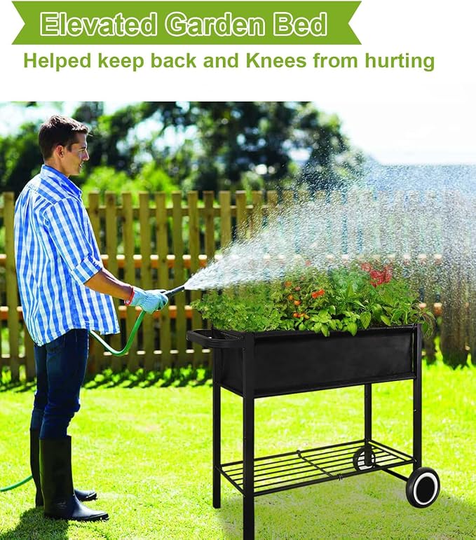 Raised Garden Bed with Legs for Outdoor Plants, Standing Elevated Planter Box - Image 8