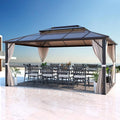 EROMMY 12'x16' Gazebo Polycarbonate Double Roof Pavilion Gazebo Outdoor by EROMMY