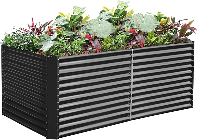 Land Guard 6x3x3ft Rectangular Galvanized Raised Garden Beds, Large-Capacity by LandGuard