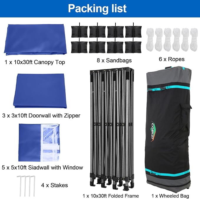 COBIZI 10x30 Pop up Canopy Tent 10x30 Canopy - Image 7