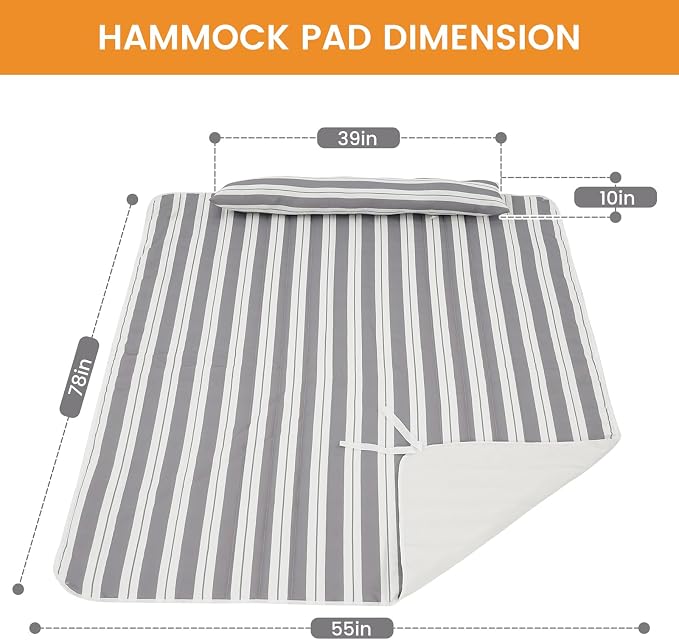Lazy Daze Hammocks 2 Person Hammock Pad and Pillow Set, Double Polyester - Image 8