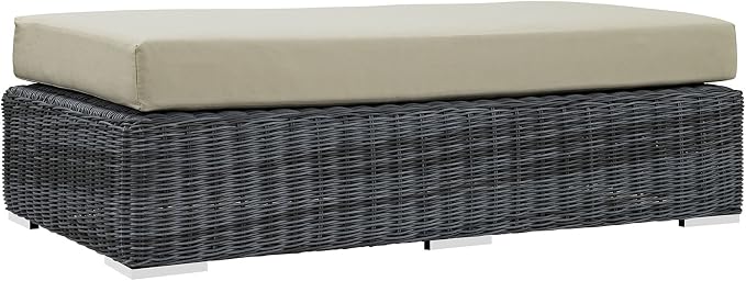 Modway Summon Wicker Rattan Outdoor Patio Sunbrella® Fabric Rectangle Ottoman - Image 3