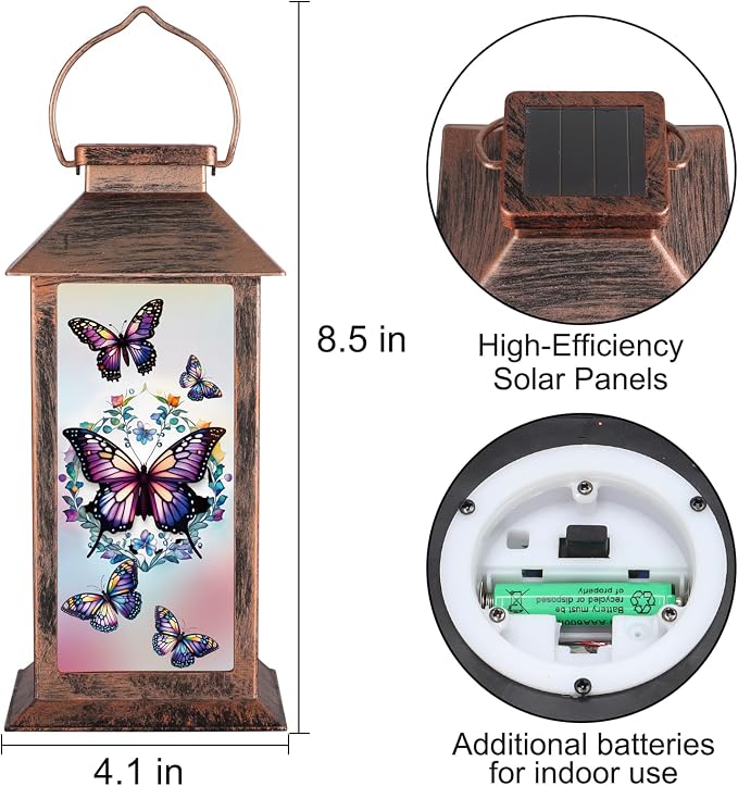 Solar Lantern Outdoor Waterproof Butterfly Garden Decor Birthday Gifts - Image 6