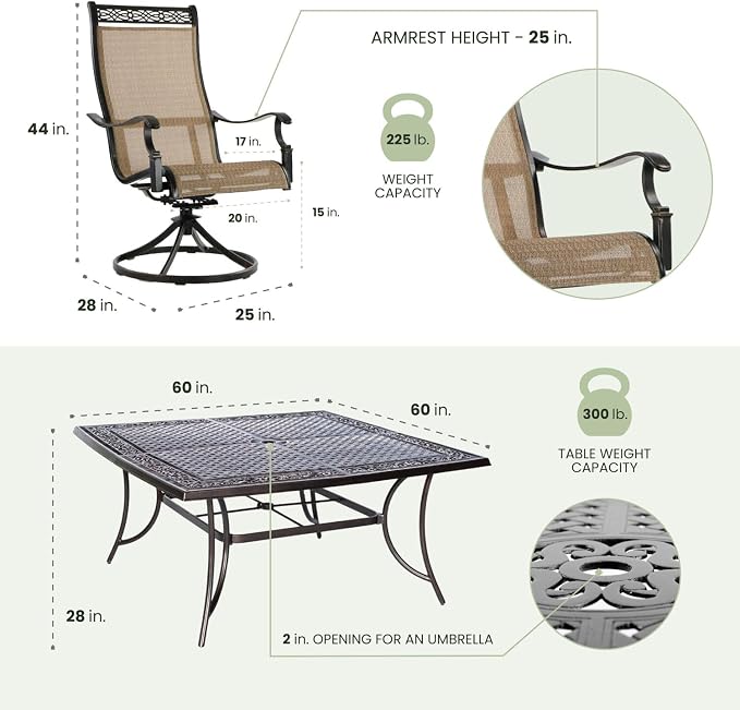 Hanover Manor 9-Piece Outdoor Dining Set - Image 4