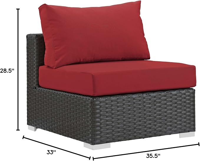 Modway EEI-1854-CHC-RED Sojourn Wicker Rattan Outdoor Patio Sunbrella Fabric - Image 2