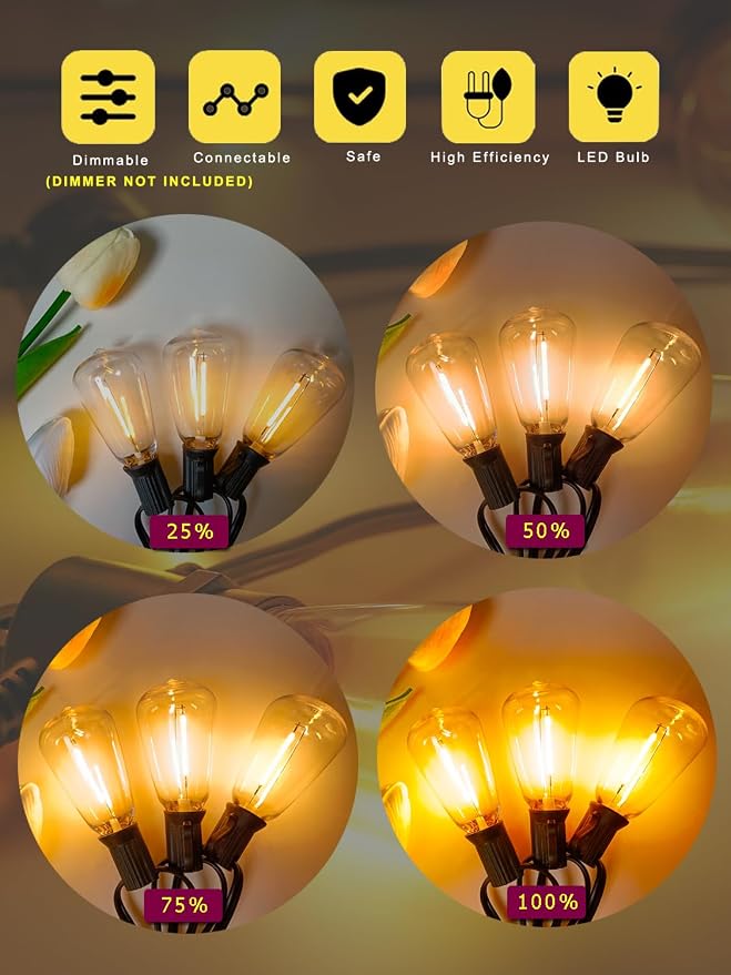 DAMAING Outdoor String Lights Weatherproof 400FT shatterproof connectable Patio - Image 5