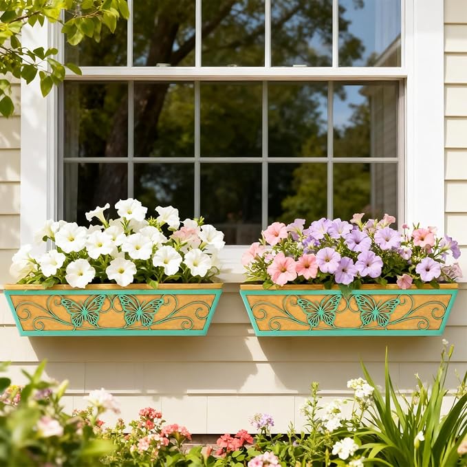 4 Pack 24 Inch Window Boxes Planter Railing Planters Box - Image 7
